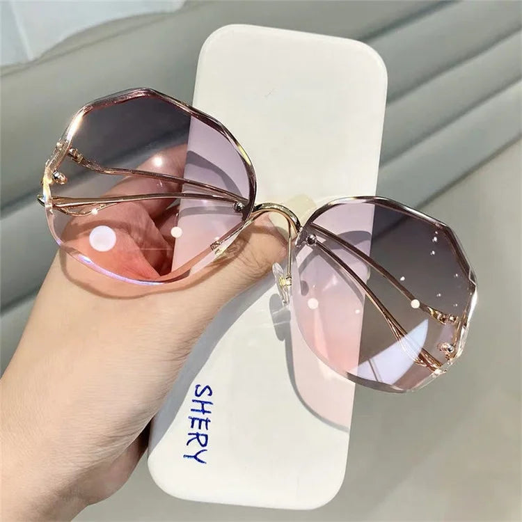 Custom Logo Luxury Polygon Resin Lens Cut Out Edge Sun Glasses Oversize Gradient Colorful Designer Sunglasses for Men Wom