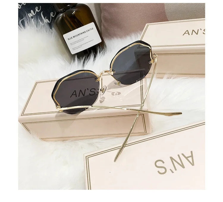 Custom Logo Luxury Polygon Resin Lens Cut Out Edge Sun Glasses Oversize Gradient Colorful Designer Sunglasses for Men Wom