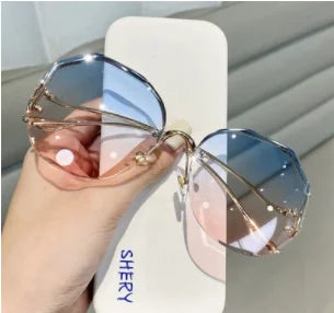 Custom Logo Luxury Polygon Resin Lens Cut Out Edge Sun Glasses Oversize Gradient Colorful Designer Sunglasses for Men Wom