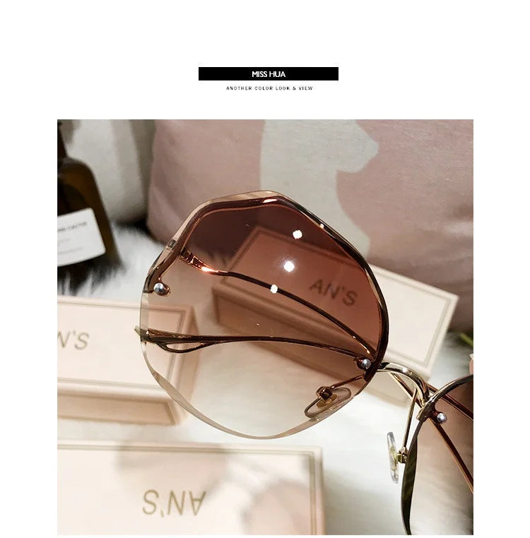 Custom Logo Luxury Polygon Resin Lens Cut Out Edge Sun Glasses Oversize Gradient Colorful Designer Sunglasses for Men Wom